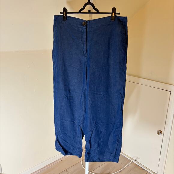Ann Taylor NWOT Women's Linen Chambray High Rise Wide Leg Crop‎ Pants Size 12 - Picture 2 of 6